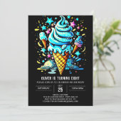 ブルーシックカスタムボーイ アイスクリーム バースデー 招待状 (スタンド正面)