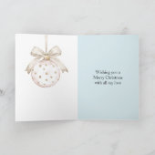 ブルーシックホワイトドットボウオーナメントクリスマス カード (内部)