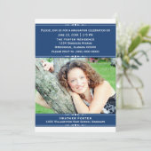 ブルーシック写真卒業招待状 招待状 (スタンド正面)