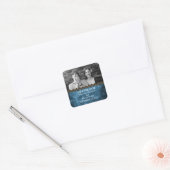 ブルーシックSteampunk写真Save the Date Stickers スクエアシール (封筒)