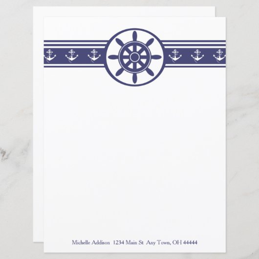 ブルーシップ車輪パーソナライズされた紙シート (正面/裏面)