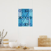 ブルーシティシェフチャウエン紙コラージュ ポスター (キッチン)