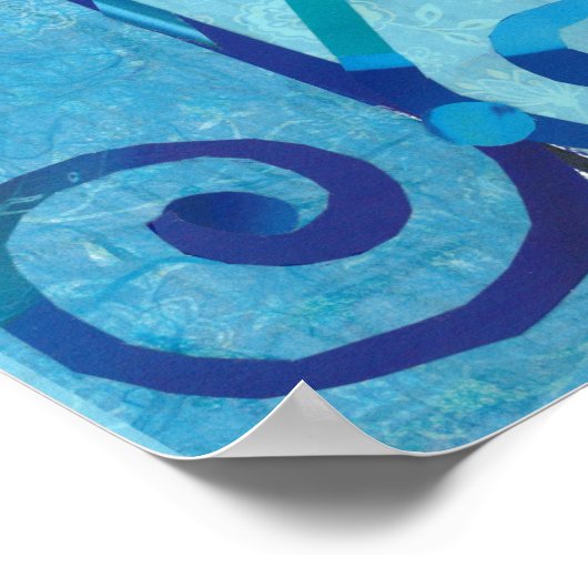 ブルーシティシェフチャウエン紙コラージュ ポスター (角)