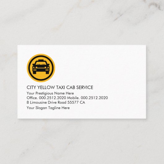 ブルーシティスカイラインシルエットでイエロータクシー 名刺 (裏面)