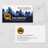 ブルーシティスカイラインシルエットでイエロータクシー 名刺 (正面/裏面)