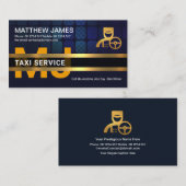 ブルーシティブロック金ゴールドショフールプラカードモノグラム 名刺 (正面/裏面)