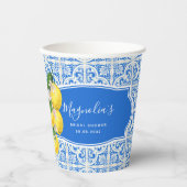 ブルーシトラス地中海のレモンブライダルシャワー 紙コップ (正面)