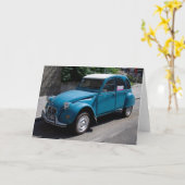 ブルーシトロエン2CV カード (黄色い花)