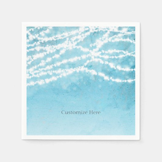 ブルーシナ素朴ーストリングライト結婚式 スタンダードカクテルナプキン (正面)