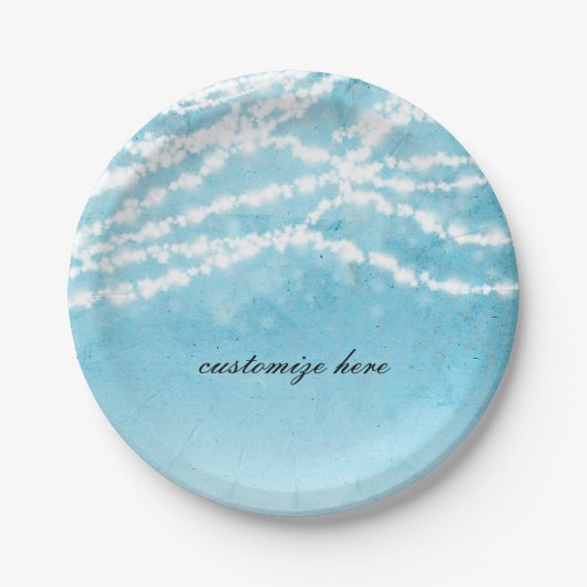 ブルーシナ素朴ーストリングライト結婚式 ペーパープレート (正面)