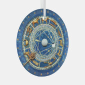 ブルーシナ〔占星術の〕十二宮図ホイールアストロロジーシンボルや象徴金ゴールド ガラスオーナメント (正面右)