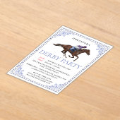 ブルーシノワズリ 馬 競馬 ダービーパーティー ご招待 アクリル招待状 (レイダウン)