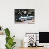 ブルーシボレー・コルベット・ポスター ポスター (ホームオフィス)