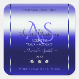 ブルーシミモダンメリー製品ラベルイニシャル宝石 スクエアシール