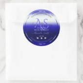 ブルーシミモダンメリー製品ラベルイニシャル宝石 ラウンドシール (バッグ)