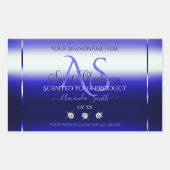 ブルーシミモダンメリー製品ラベルイニシャル宝石 長方形シール (正面)