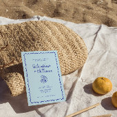 ブルーシモダンェル地中海の結婚式招待状 招待状