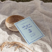 ブルーシモダンェル地中海の結婚式招待状 招待状