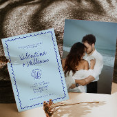 ブルーシモダンェル地中海の結婚式招待状 招待状