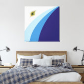 ブルーシモダンェーズと孔雀の羽根の波線 キャンバスプリント (インサイチュ (寝室))