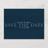 ブルーシモダンック日付の結婚婚約を保存 ポストカード (正面)