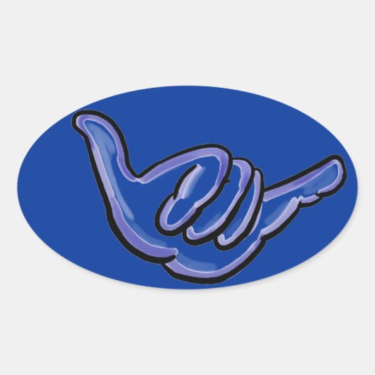 ブルーシャカハワイステッカー 楕円形シール (正面)