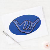 ブルーシャカハワイステッカー 楕円形シール (封筒)