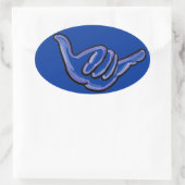 ブルーシャカハワイステッカー 楕円形シール (バッグ)