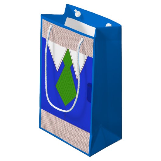 ブルーシャツとネクタイ スモールペーパーバッグ (正面アングル)