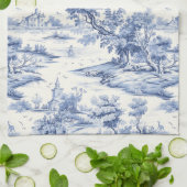 ブルーシャビーシックコテージスタイルフランスのトイル キッチンタオル (折り畳み)