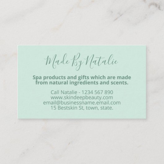 ブルーシャビーシックスパバスソーク石鹸体バター 名刺 (裏面)