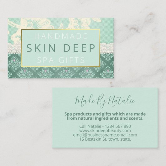 ブルーシャビーシックスパバスソーク石鹸体バター 名刺 (正面/裏面)