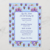 ブルーシャビーシックフラワー結婚式招待状 招待状 (正面/裏面)