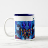 ブルーシャメネコ抽象芸術アニマルアートパーソナライズされた ツートーンマグカップ (左)