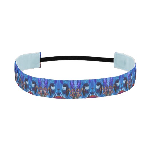 ブルーシャメネコ抽象芸術アニマルアート アスレチックヘッドバンド (正面)