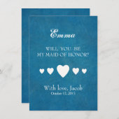 ブルーシャルボードが私のメイド・オブ・オーナー（花嫁付き添い人） 招待状 (正面/裏面)