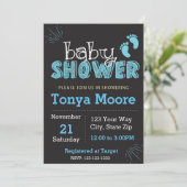 ブルーシャルボードベビーシャワー招待状 招待状 (スタンド正面)