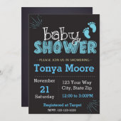 ブルーシャルボードベビーシャワー招待状 招待状 (正面/裏面)