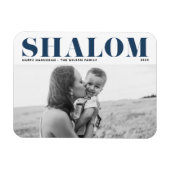 ブルーシャロムはっきりしたタイポグラフィハッピーハヌッカ写真 マグネット (横)