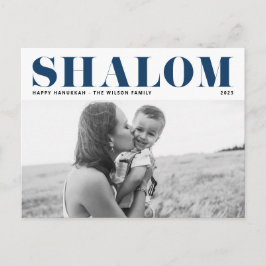 ブルーシャロムはっきりしたタイポグラフィハヌカー写真 シーズンポストカード