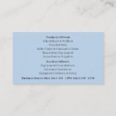 ブルーシャワーチェア装置メディカルシニアシニ気にア 名刺 (裏面)