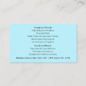 ブルーシャワーチェア装置メディカルシニアシニ気にア 名刺 (裏面)