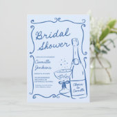 ブルーシャンパンブランチブライダルシャワー招待状 招待状 (スタンド正面)