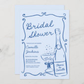 ブルーシャンパンブランチブライダルシャワー招待状 招待状 (正面/裏面)