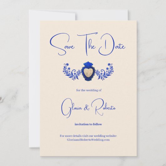 ブルーシャンパンミラゴロハートメキシコ 招待状 (正面)