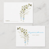 ブルーシャンパン応援フローティング金ゴールドハート結婚ズ プレイスカード (正面/裏面)