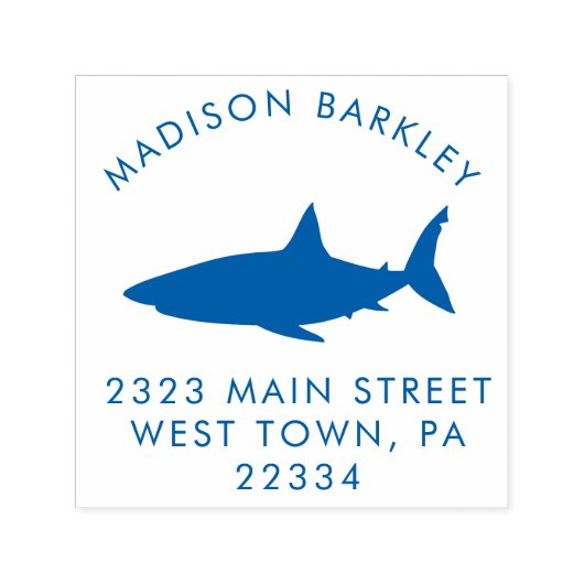 ブルーシャークかわいいキッズスタンプ セルフインキングスタンプ (デザイン)