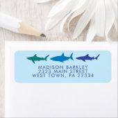 ブルーシャークかわいいキッドの差出人住所ラベル ラベル (インサイチュ)