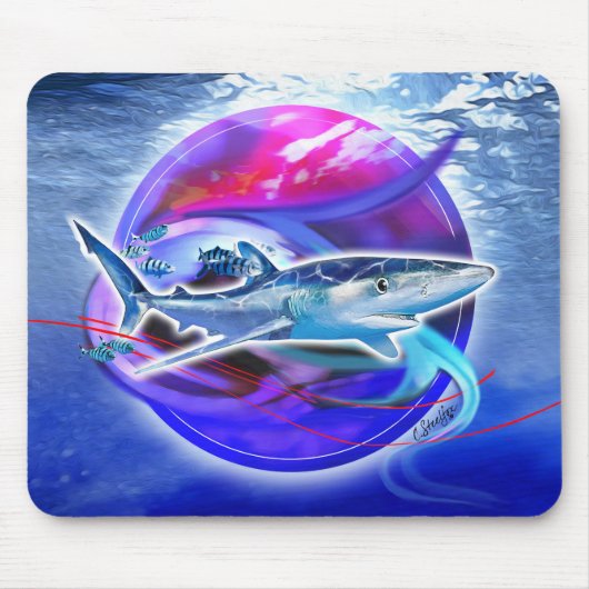 ブルーシャークとパイロット魚 マウスパッド (正面)