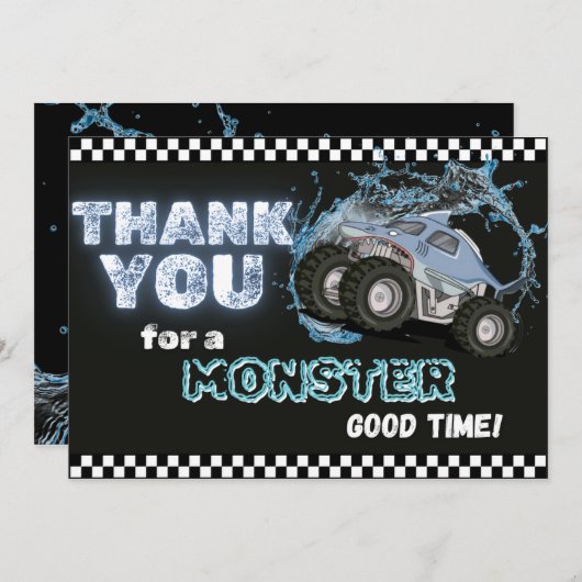 ブルーシャークのモンスタートラックありがとうご注意 サンキューカード (正面/裏面)
